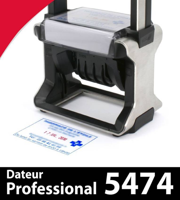 Tampon Dateur Métal line PROFESSIONAL 5474, 6 lignes (60x40mm)